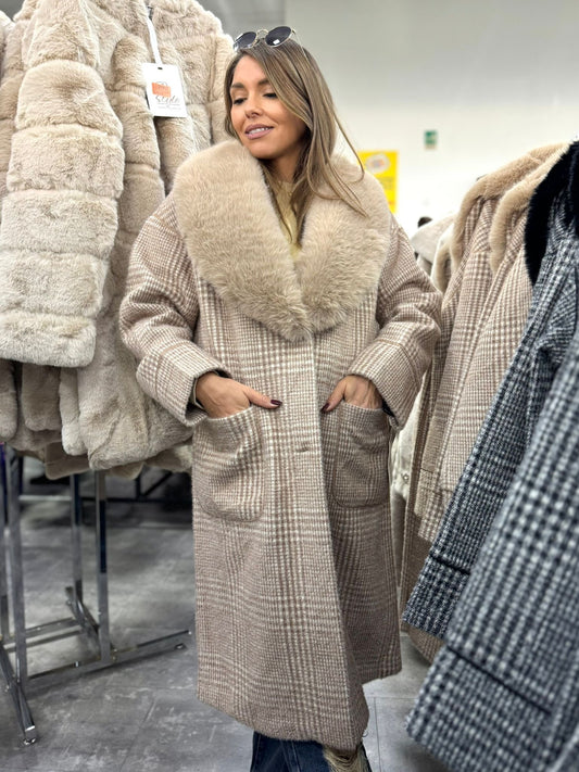 Cappottino quadri con pelliccia art.PJ.802