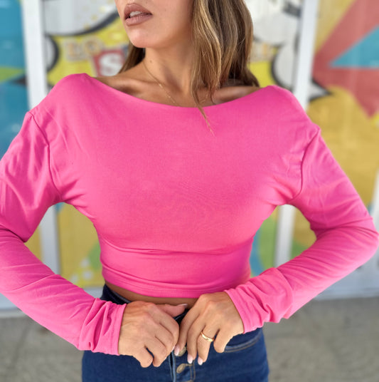 Maglia crop pink promo