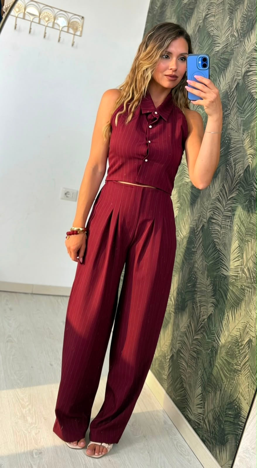 Coordset gessato top+pant