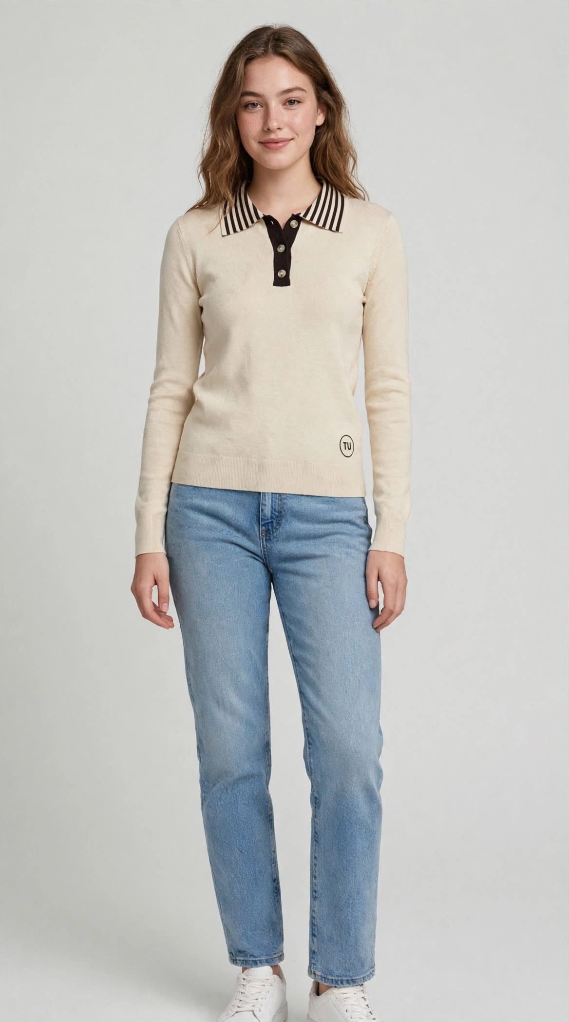 Pull con colletto a righe art-G 6922