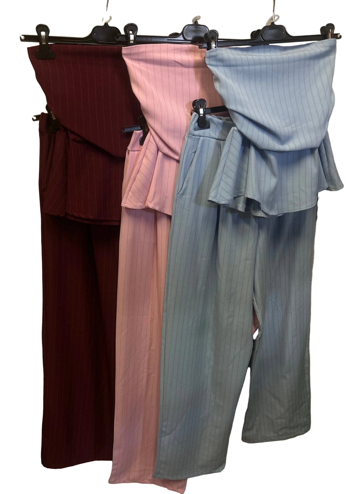Coordset gessato top con voilá+pant