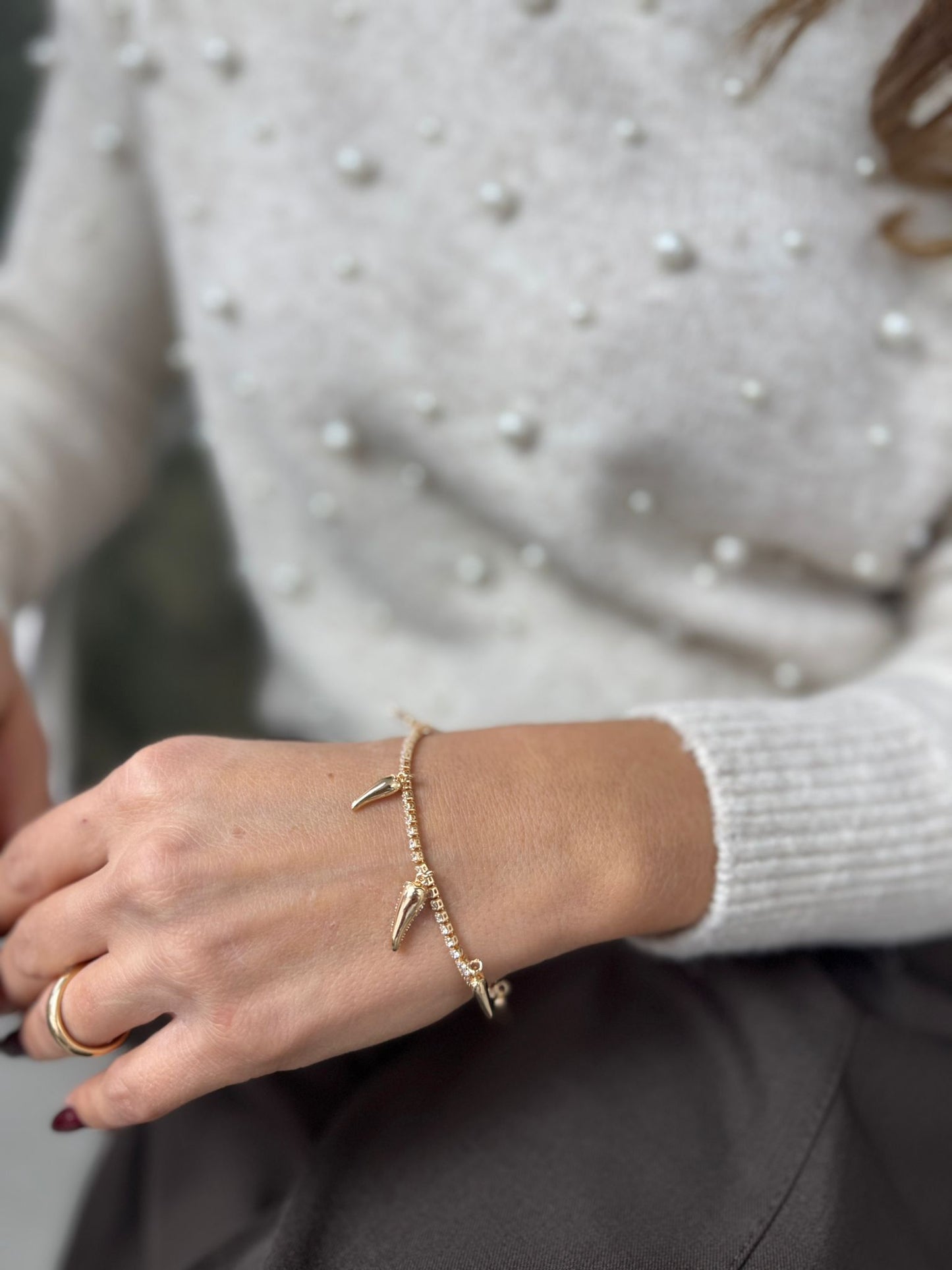 Bracciale corni con strass