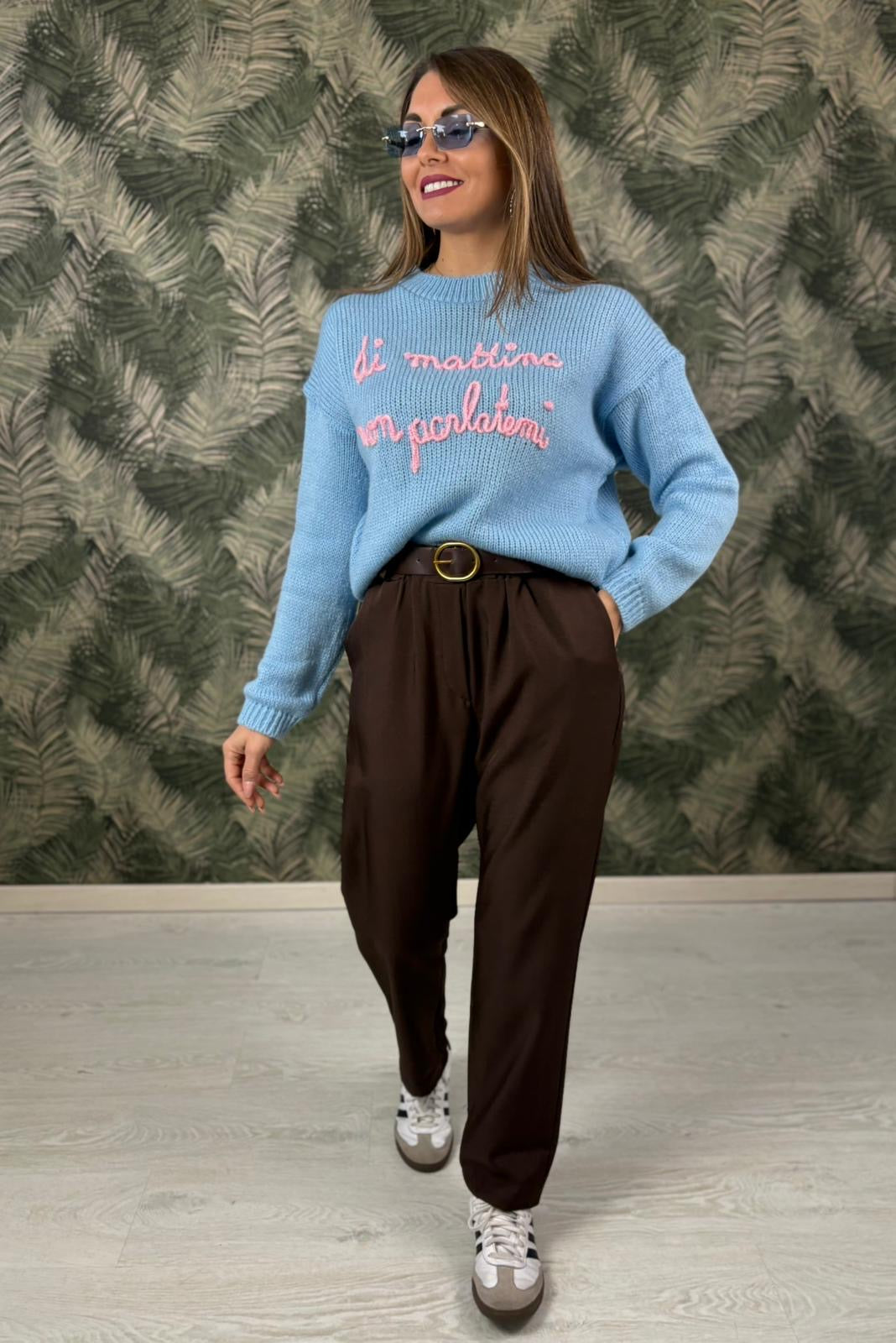 Pantalone sigaretta con cintura