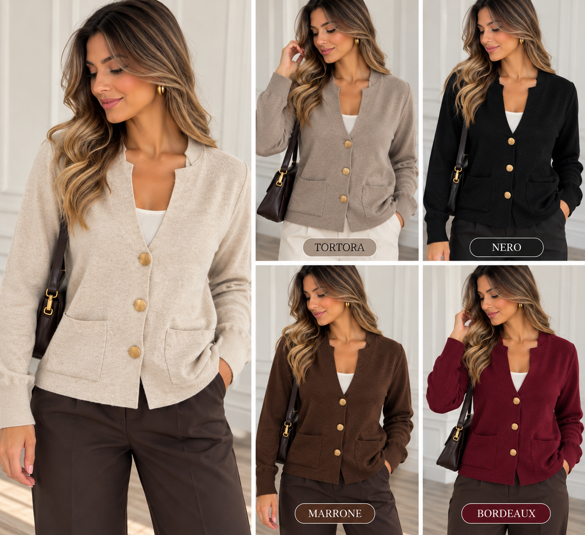 Cardigan con bottoni oro e taschino art.DA650