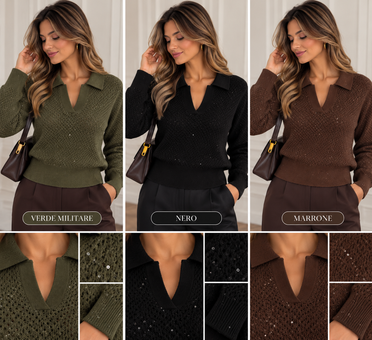 Maglioncino polo con paillettes art.A-87215