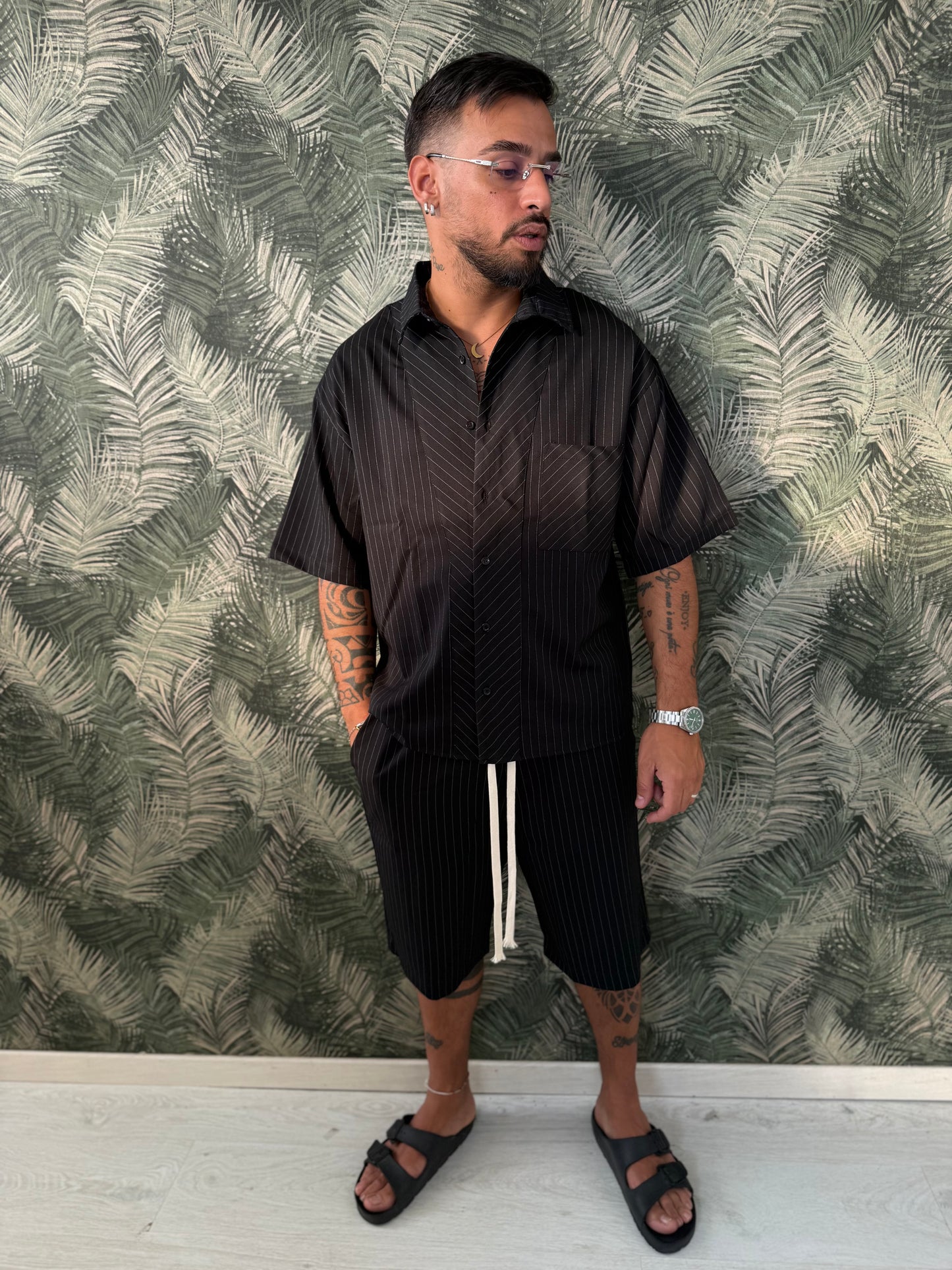 Coordset gessato Camicia+bermuda LSDP ART.w231