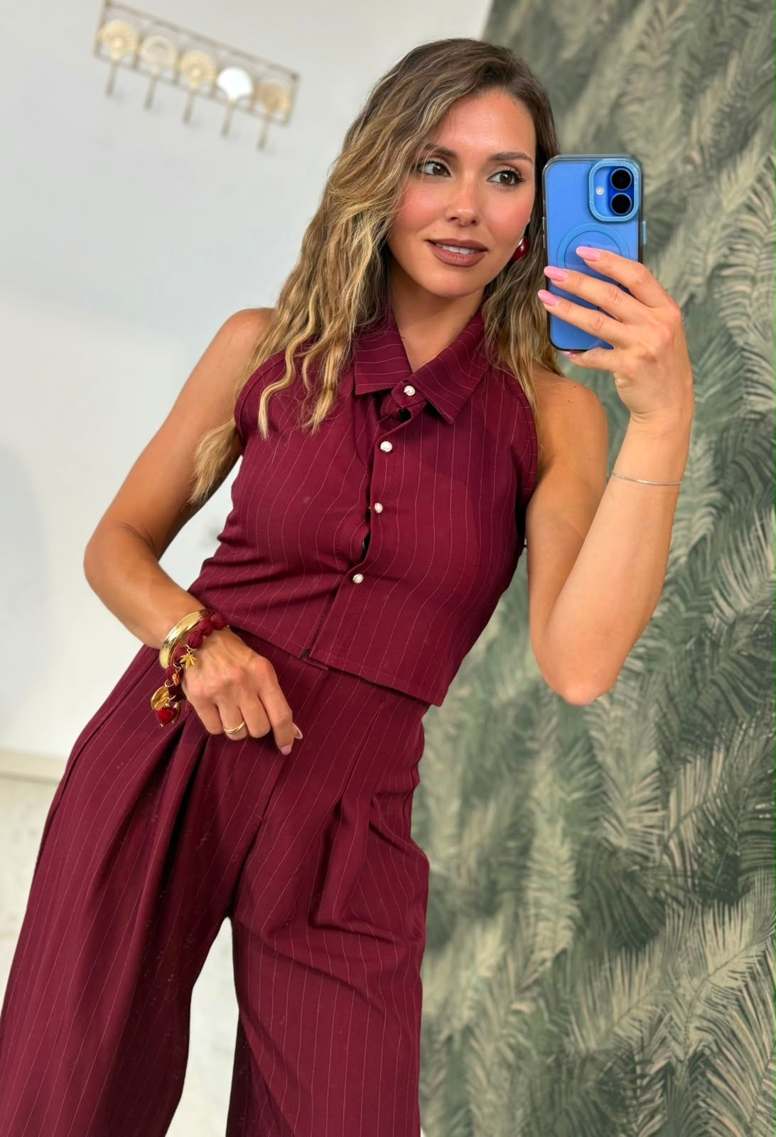 Coordset gessato top+pant