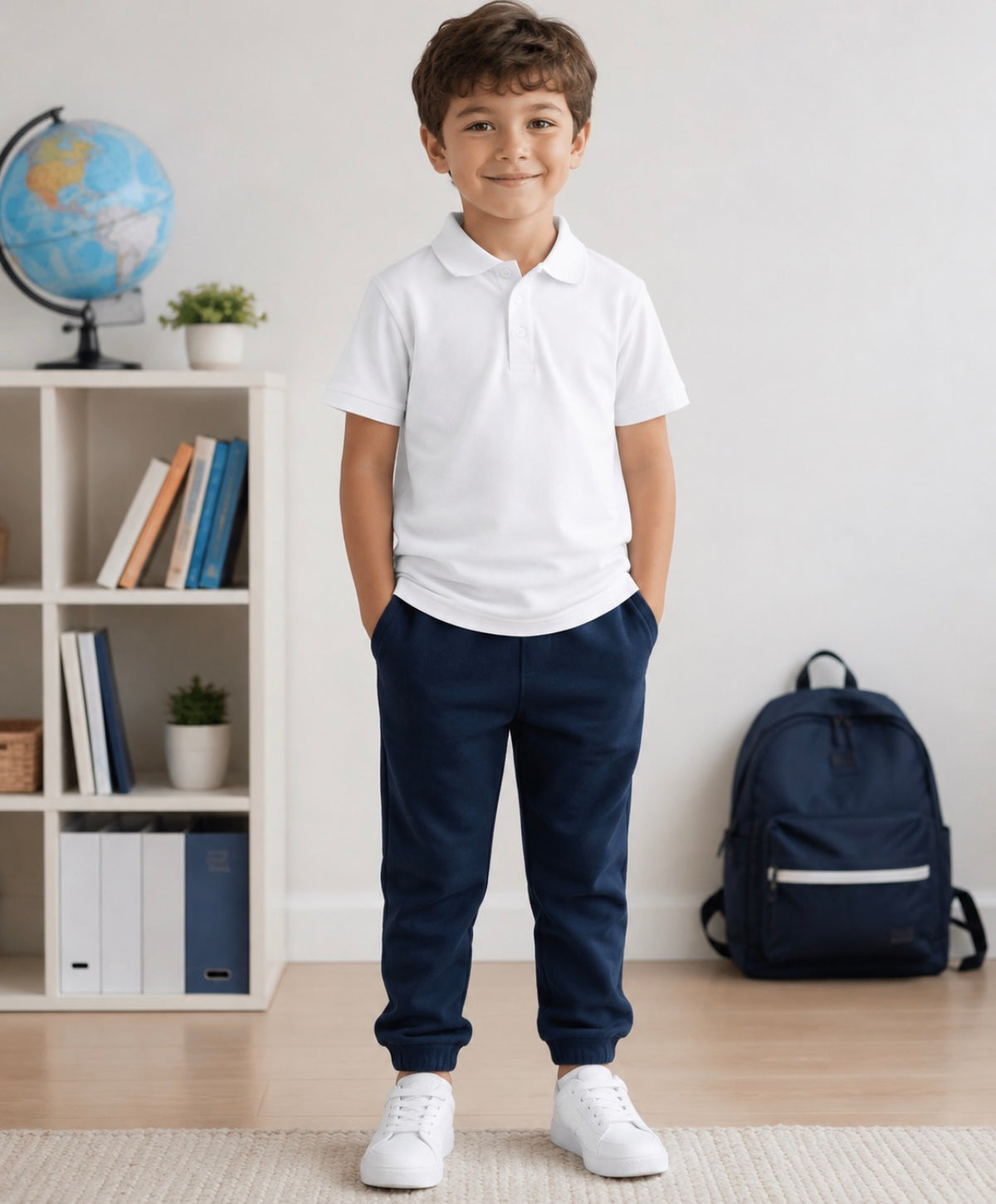 Polo scolastica bianca  unisex art.JL-8236