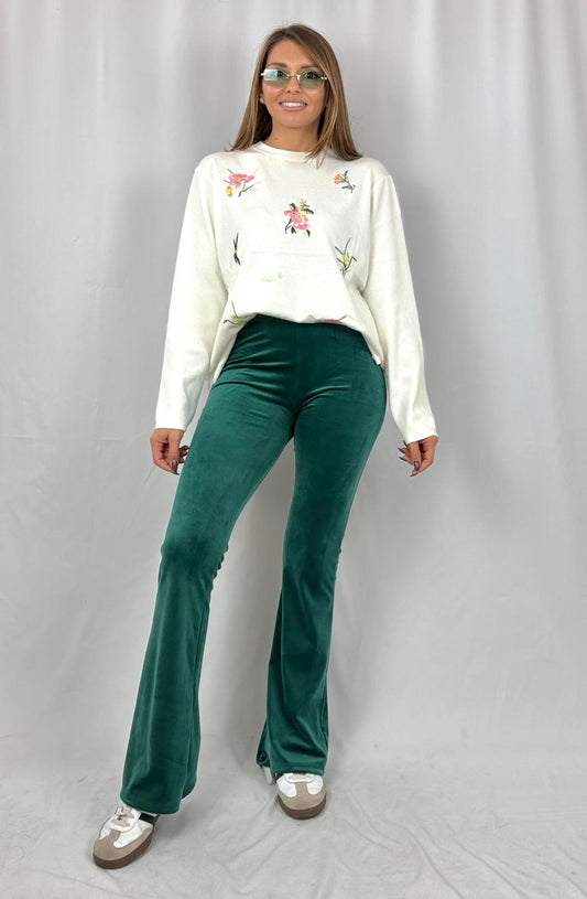 Pantalone a zampa in velluto