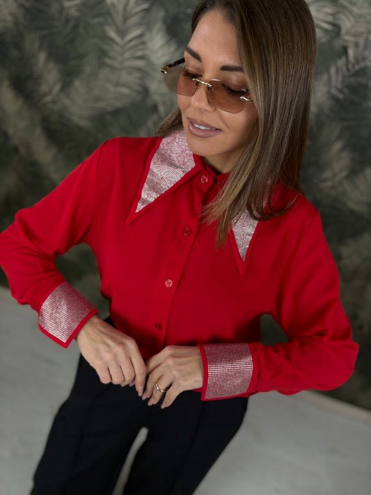 Camicia red con strass