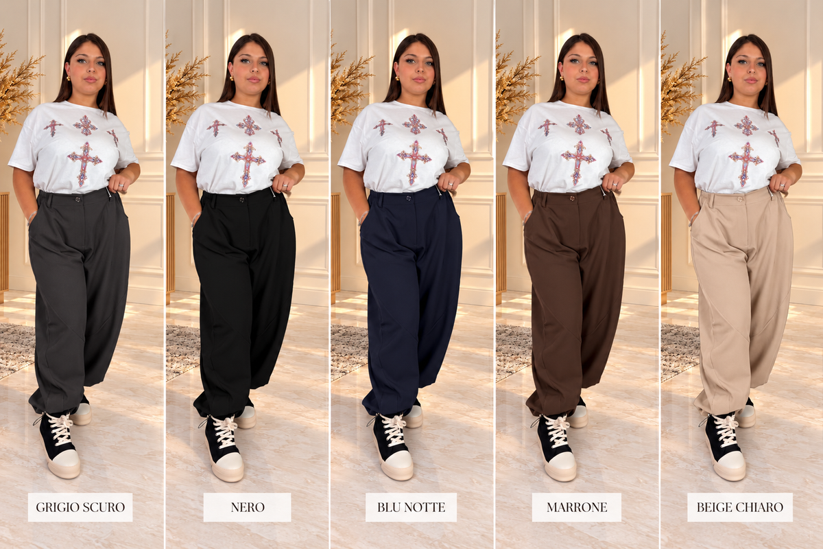 Pantalone curvy con coulisse giù art.2165