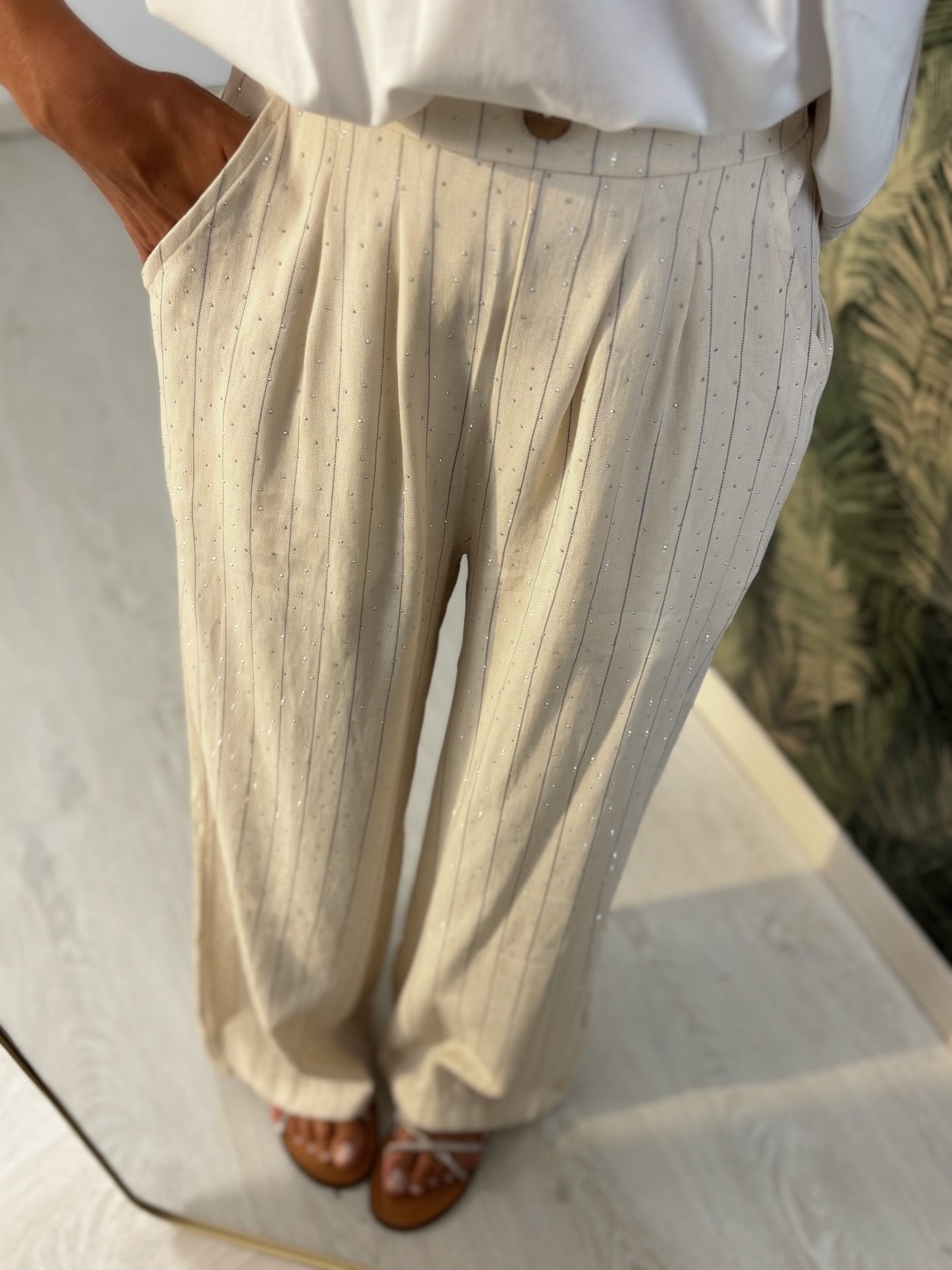 Pantalone strass gessato