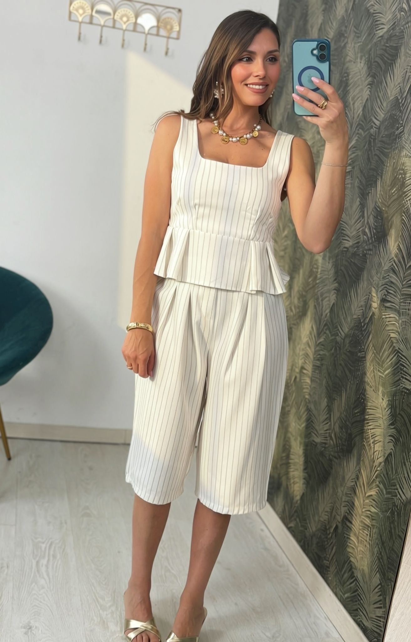 Coordset gessato top+bermuda