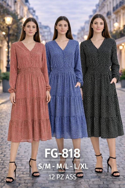 Dress scollo a V fantasy art.Fg818