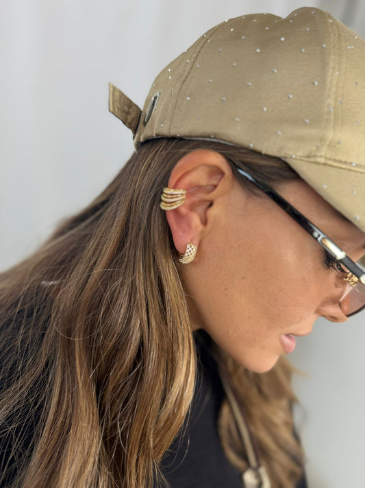 Orecchino appoggio con strass