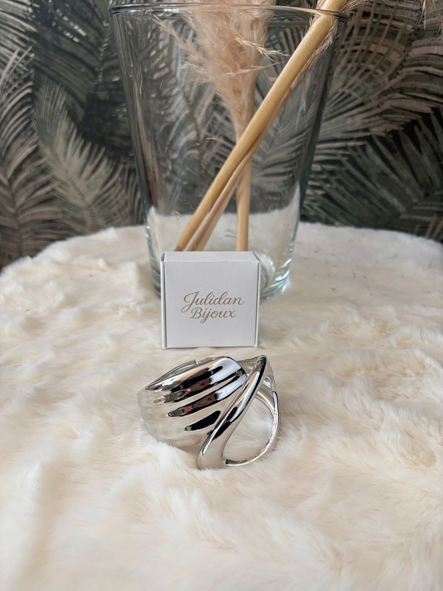 Bracciale a fascia in metallo argentato