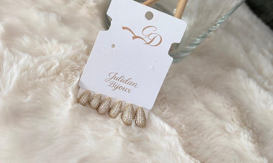 Set orecchini goccia base oro con strass