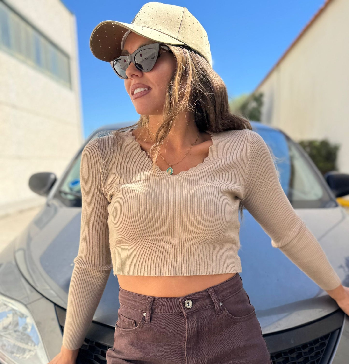 Maglia Crop a costine art-28416 promo