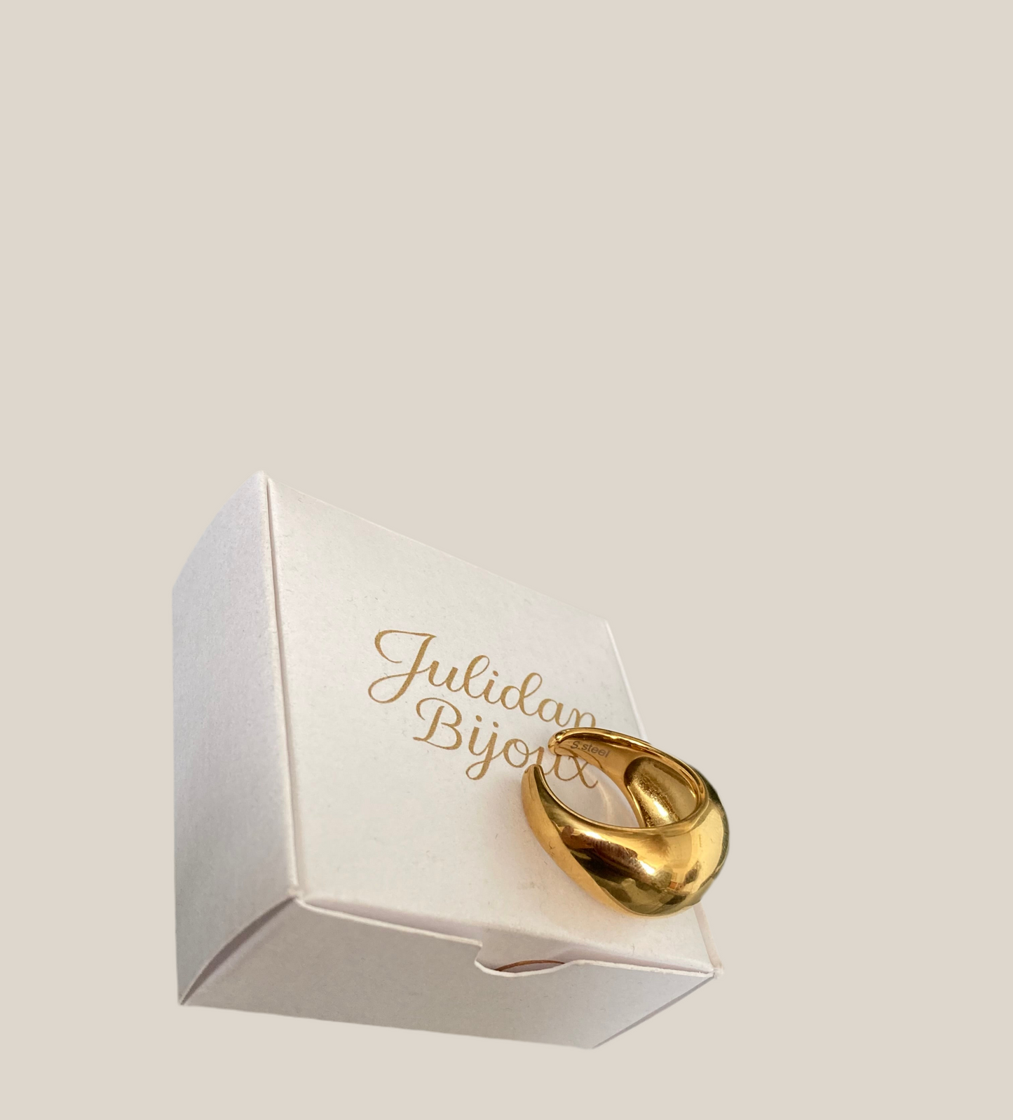 Anello bold in acciaio placcato oro