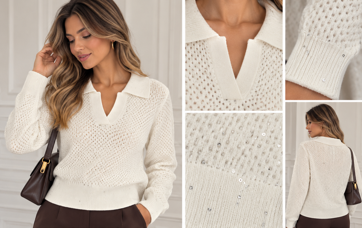 Maglioncino polo con paillettes art.A-87215