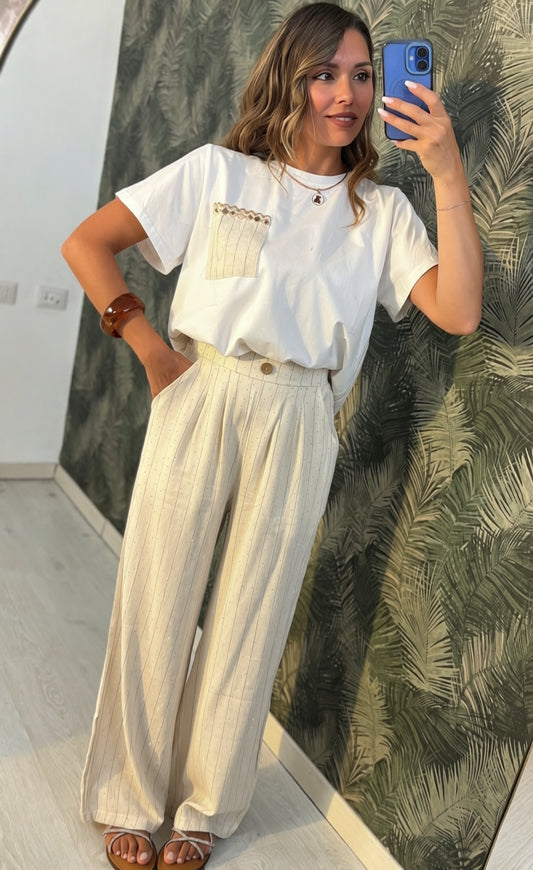 Pantalone strass gessato