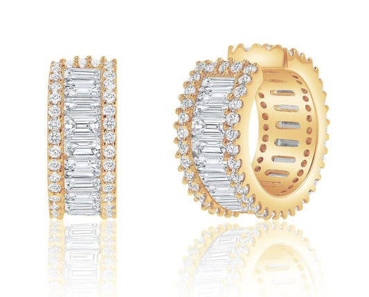 Ear cuff a polsino con zirconi baguette