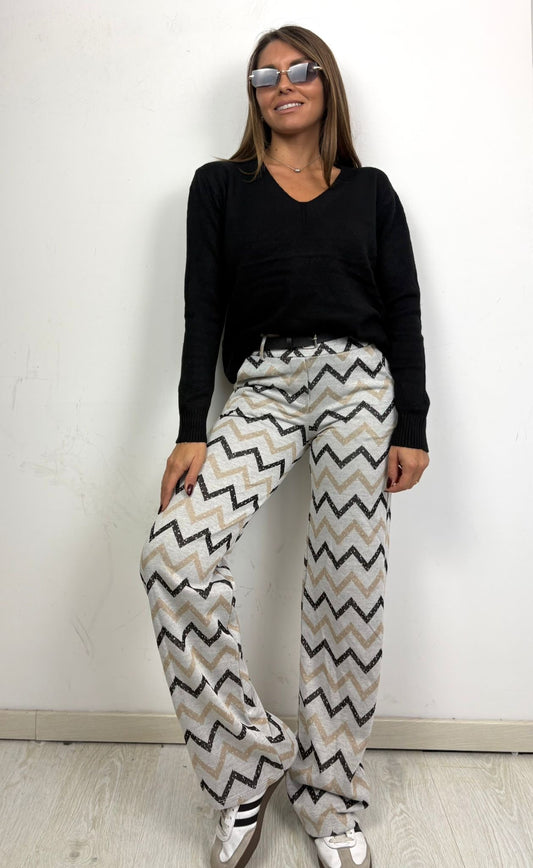 Pantalone a zampa zig zag