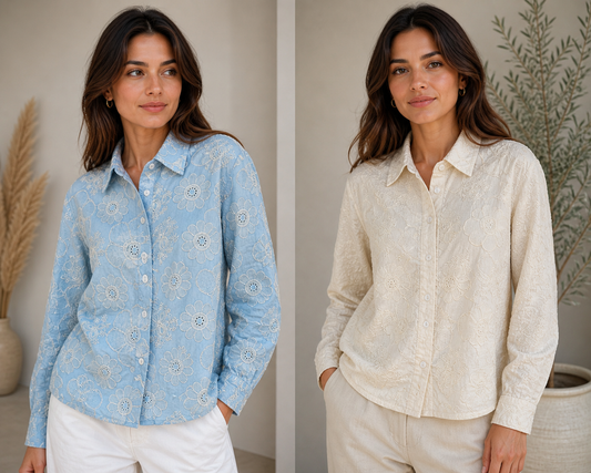Camicia collo italiano con fiori art.A190