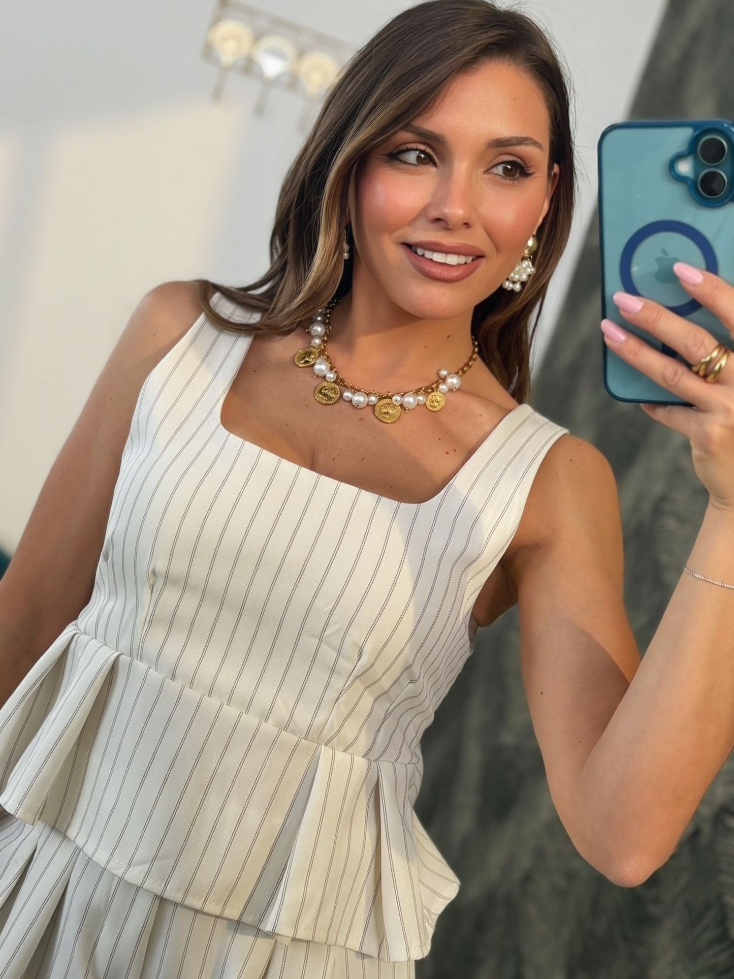 Coordset gessato top+bermuda
