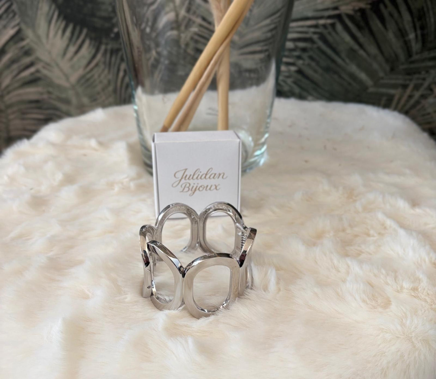 Bracciale a schiava in metallo argentato