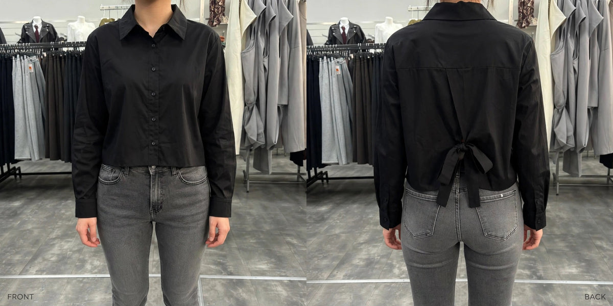 Camicia basic corta con fiocchettino sul retro