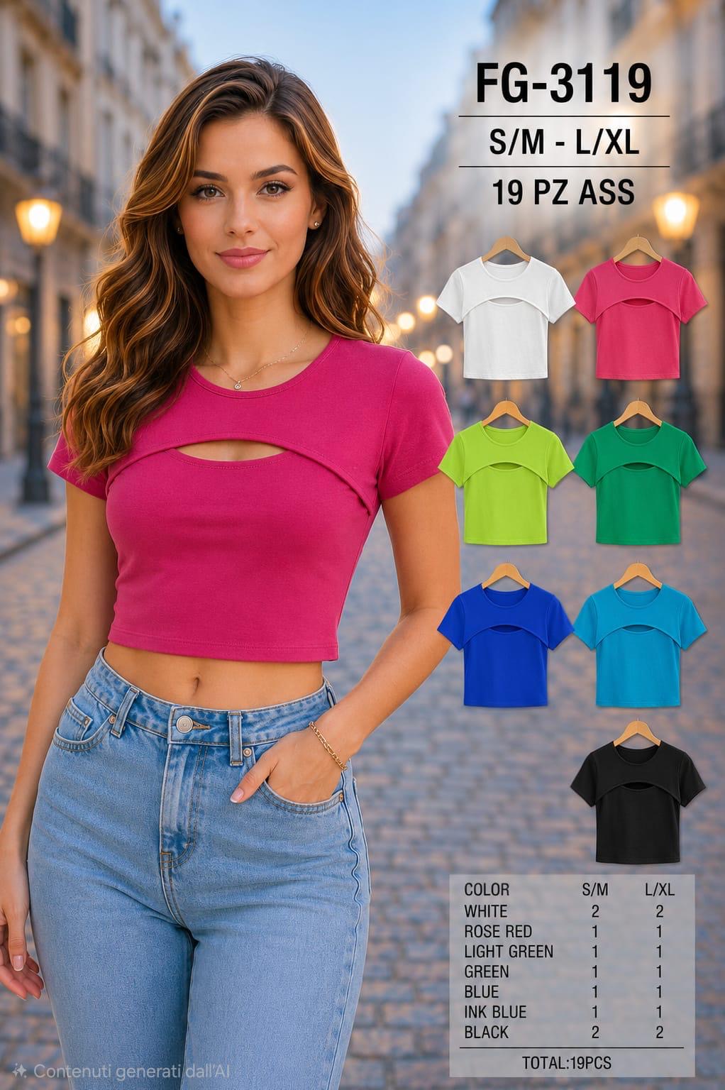 Magliettina mezza manica con apertura art.FG3119