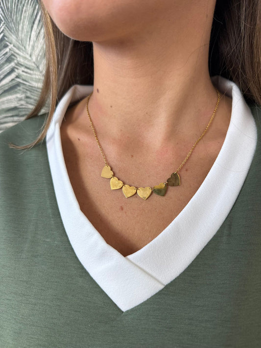 Collana multi cuori base oro