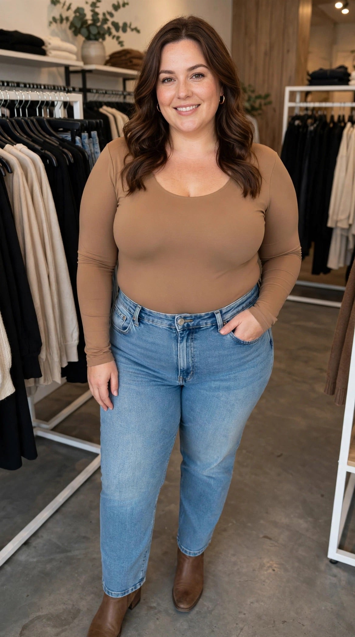 Body in licra scollo rotondo curvy