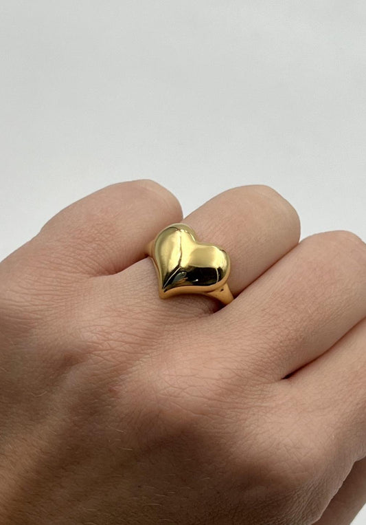 Anello cuore dorato effetto specchio