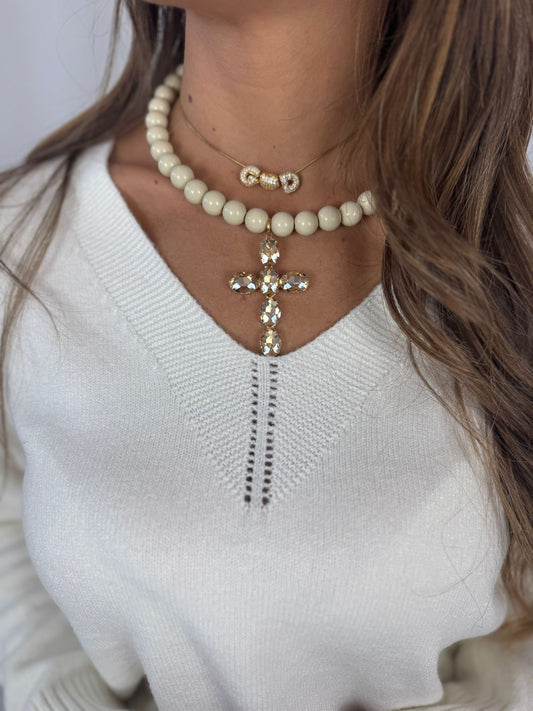 Collana croce con pietre