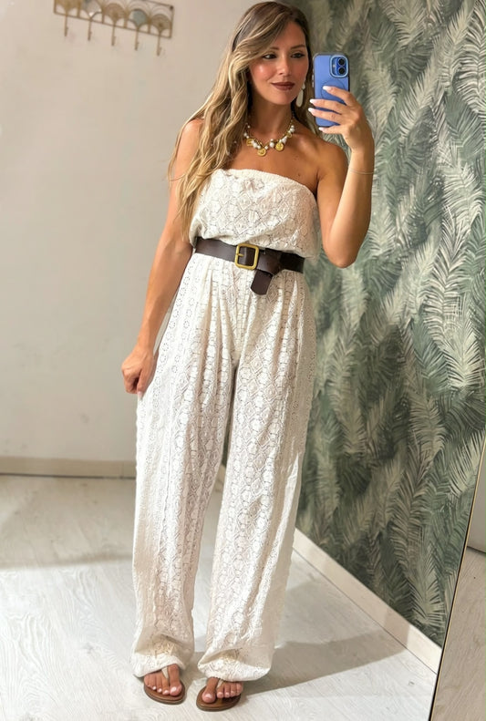 Jumpsuite in pizzo esclusa cintura