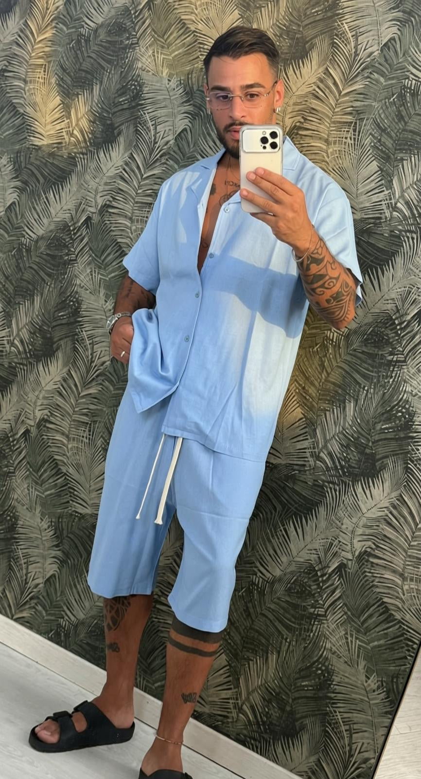 Coordset misto Lino Camicia+bermuda LSDP art.LG111