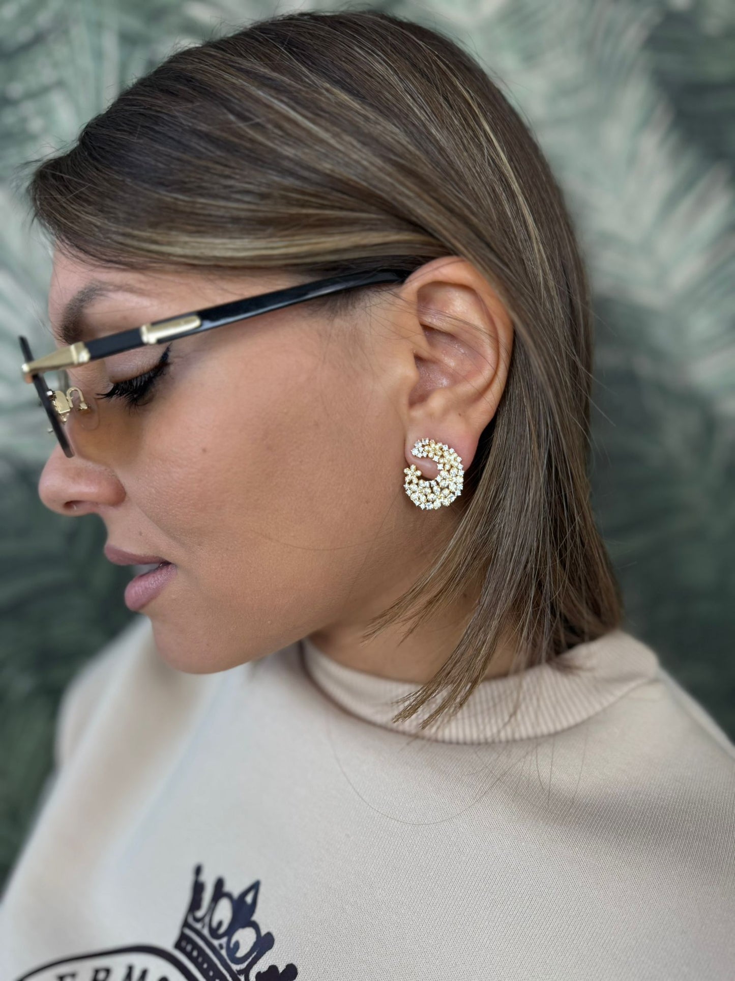 Orecchini forma luna con strass