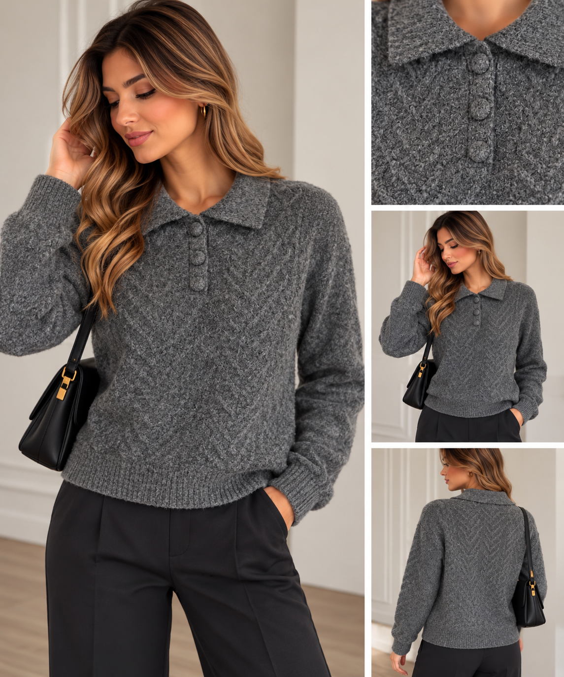 Pull lana doppia con colletto art.C-161
