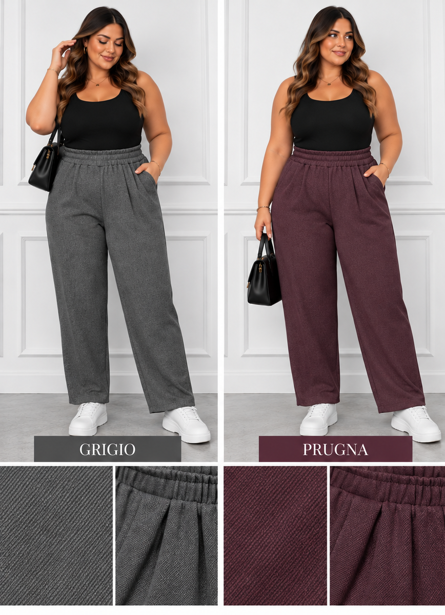 Pantalone con elastico in vita in vellutino curvy