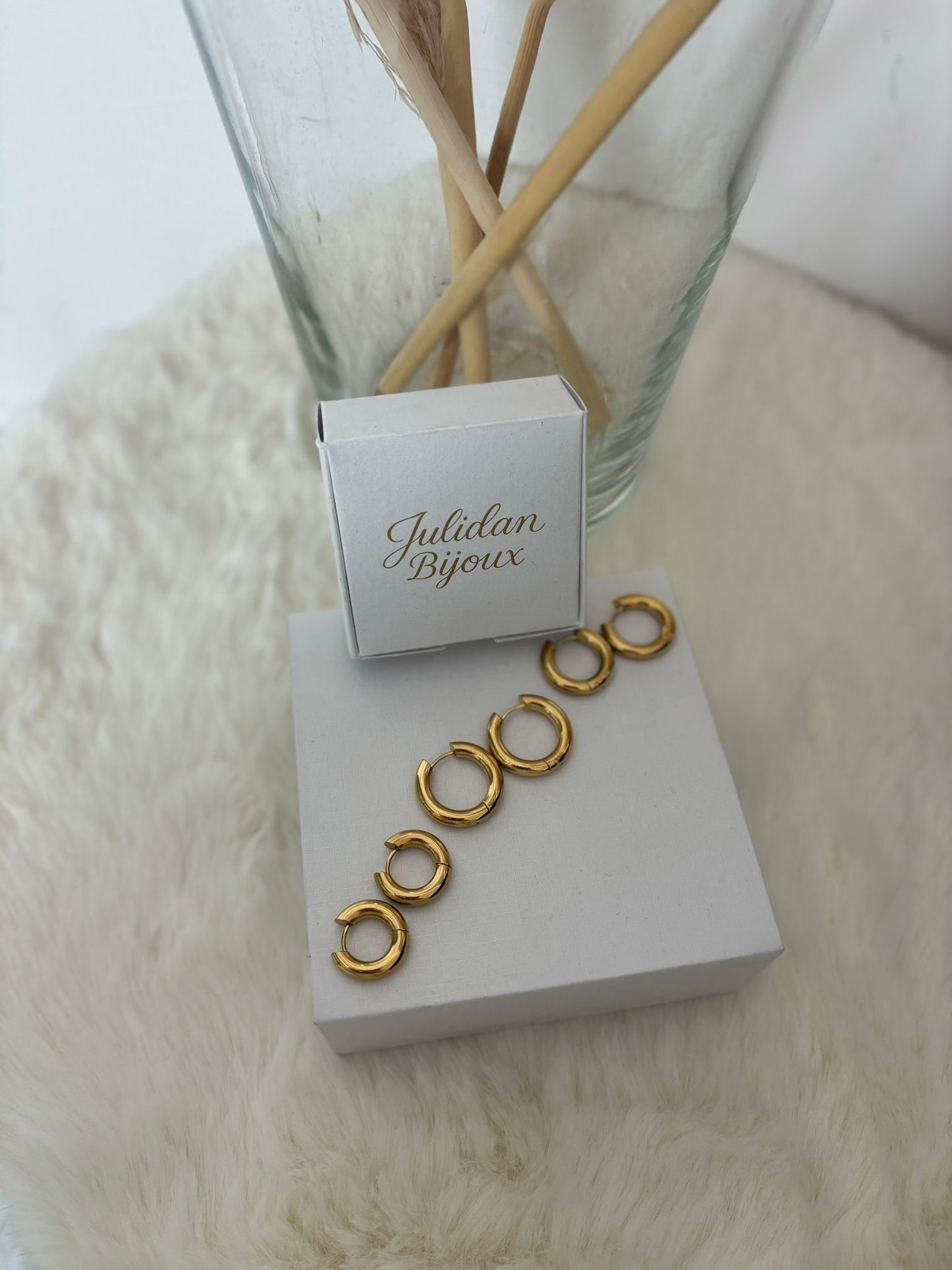 Set 3 paia di cerchietti in acciaio oro