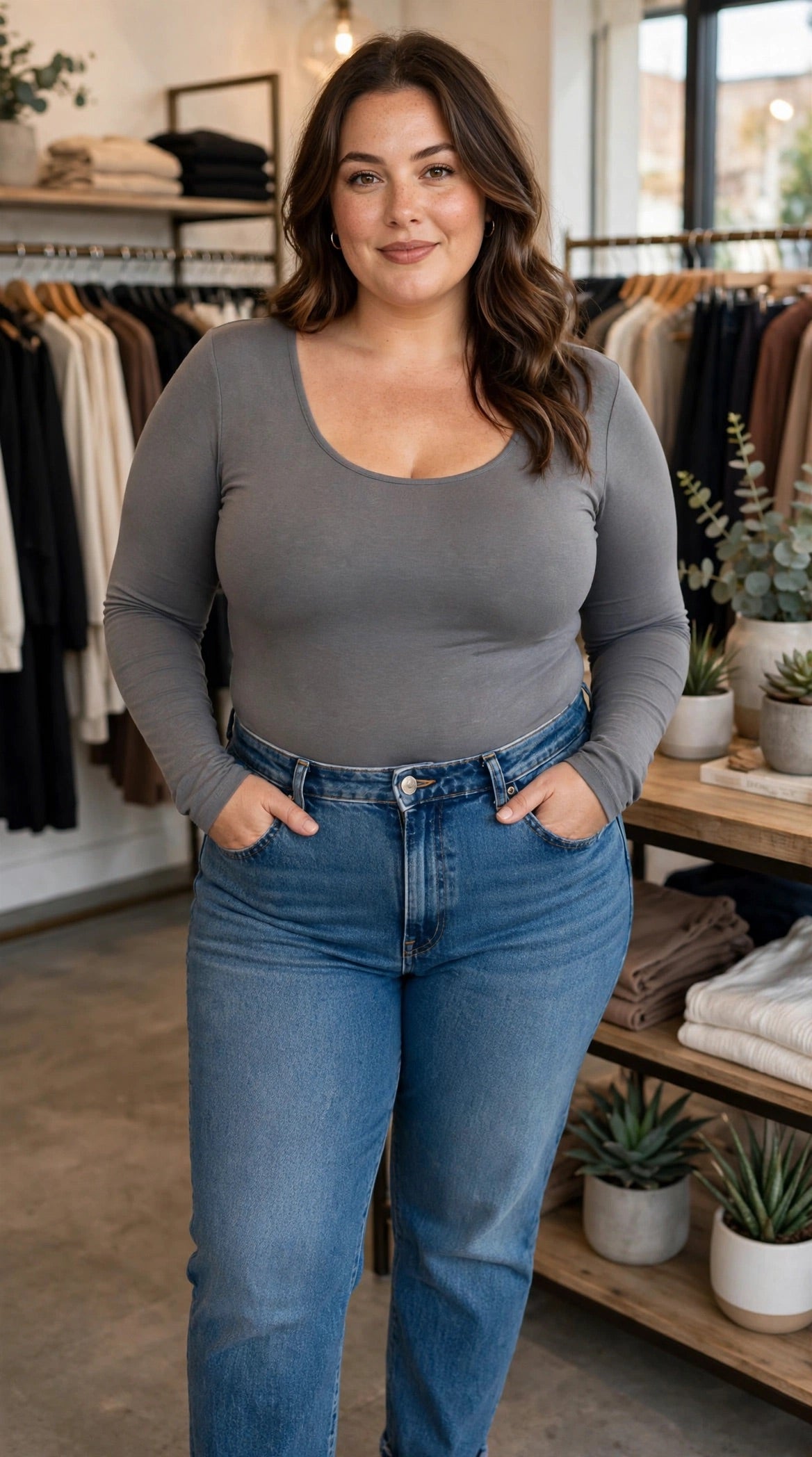 Body in licra scollo rotondo curvy