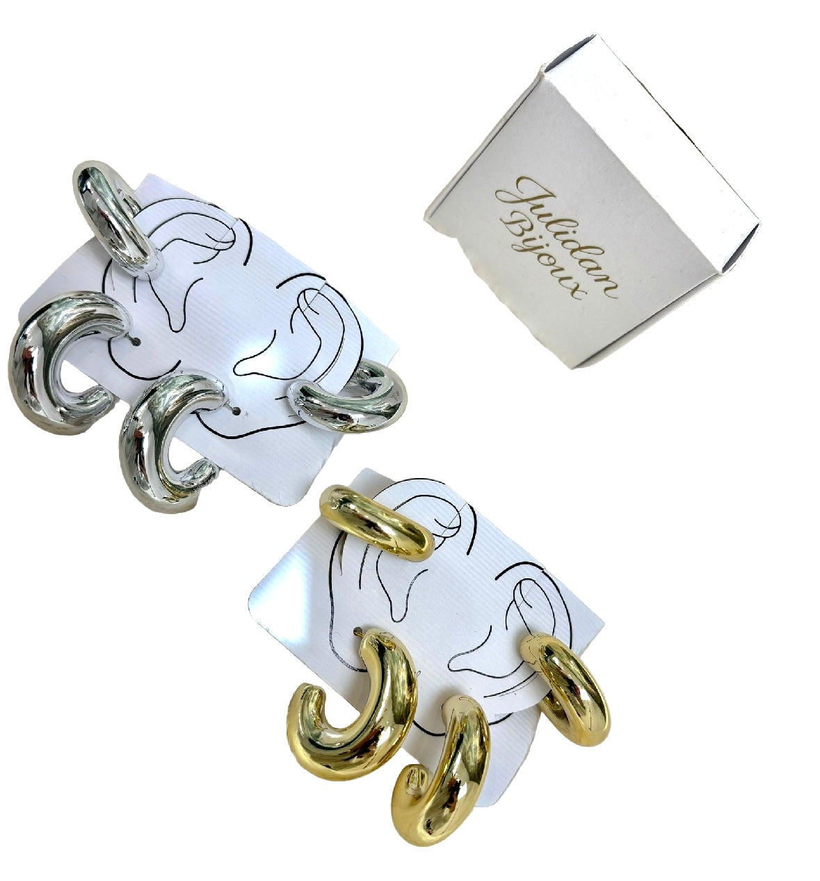 Set orecchini cerchietti doppi lucidi promo art.D-1119