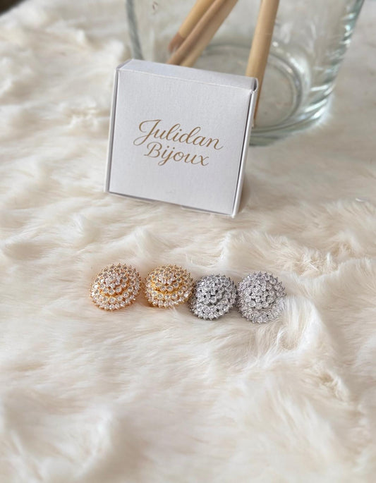 Orecchini a clips a lobo rotondi con decorazioni in zirconia cubica