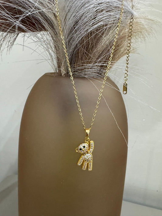 Collana teddy con strass color oro