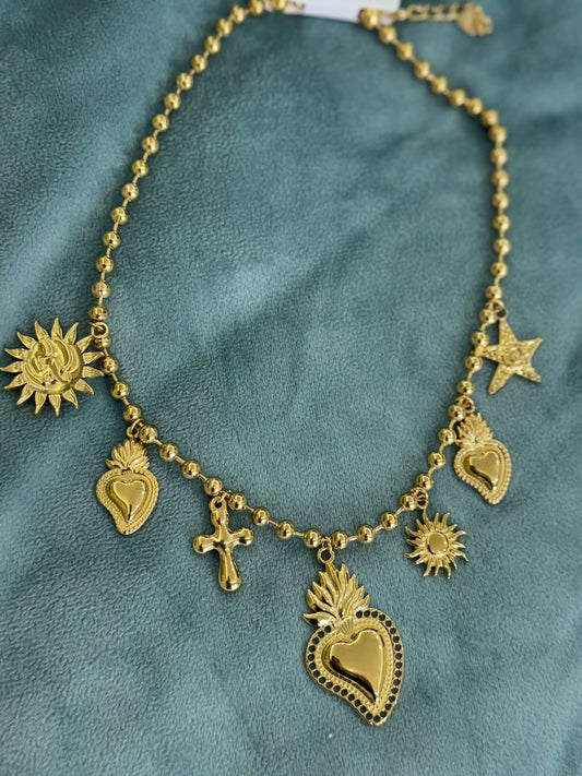 Collana Santa tema religioso in acciaio inossidabile