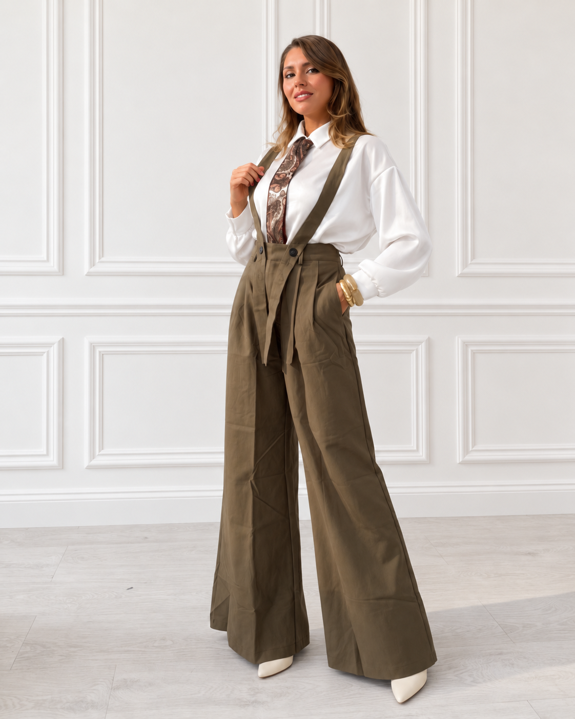 Pantalone a palazzo con bretelle art- xd1826