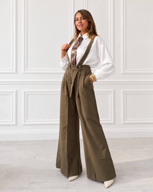 Pantalone a palazzo con bretelle art- xd1826