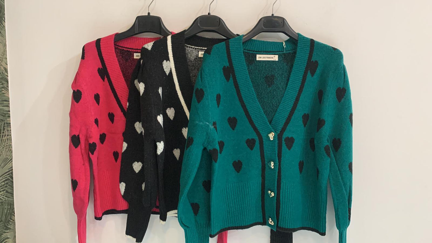 CARDIGAN BI-COLOR CUORI ART-J51888